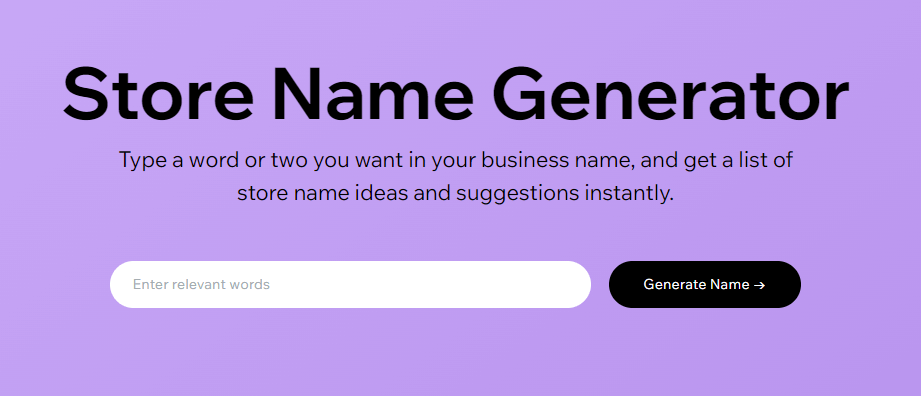 Wix store name generator 