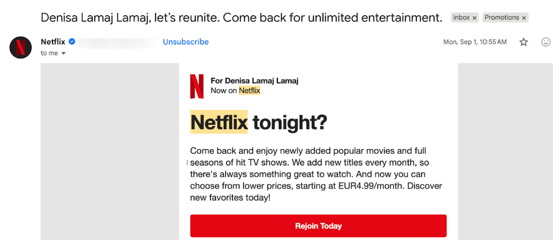 Netflix email